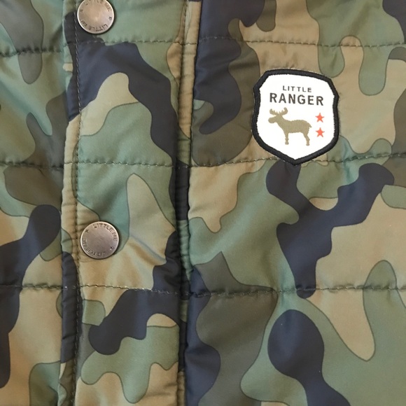 Little Me Puffer Jacket Camo 18 M Green Orange - Picture 4 of 16